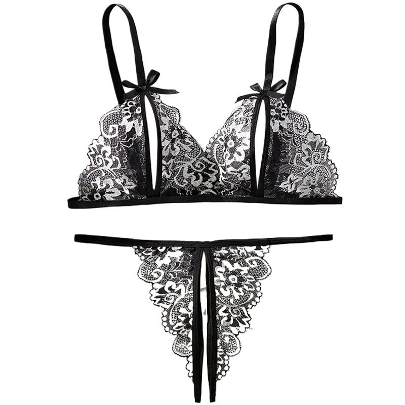 Sheer Bra Lace - Preto quente crotchless sexy lingerie de