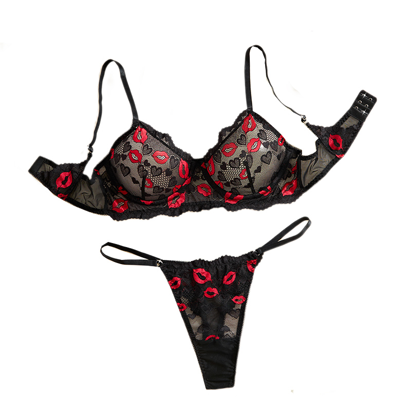 Sheer Bra Lace - Conjunto de lingerie sexy com renda