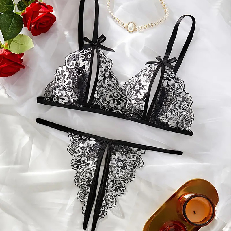 Preto quente crotchless sexy l - Sheer Bra Lace avaliação e preço