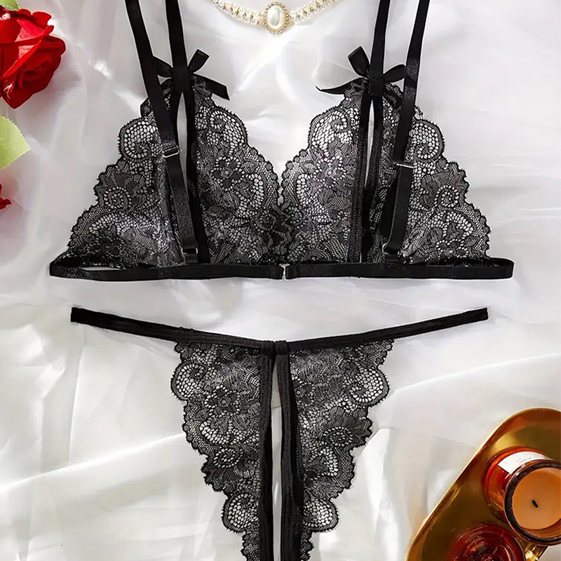 Preto quente crotchless sexy l - Sheer Bra Lace avaliação e preço