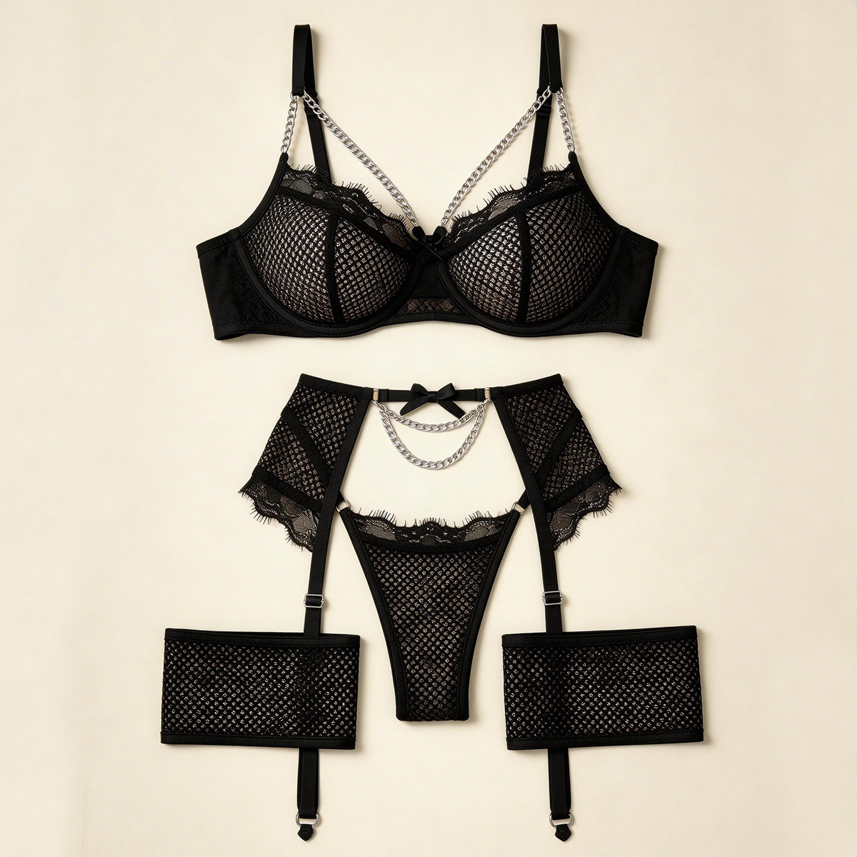 Conjunto de lingerie sexy com  - Sheer Mesh Bra avaliação e preço