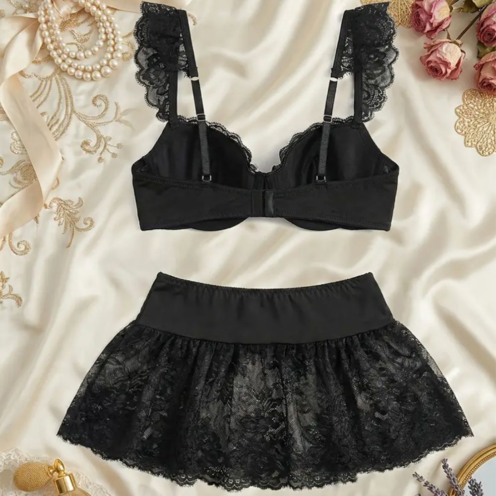 Conjunto de Lingerie Sexy com  - Sheer Mesh Bra avaliação e preço